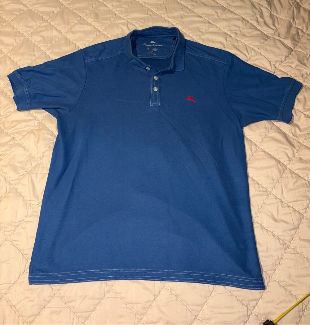 Tommy Bahama Polo Shirt Men's Large Blue Short Sleeve